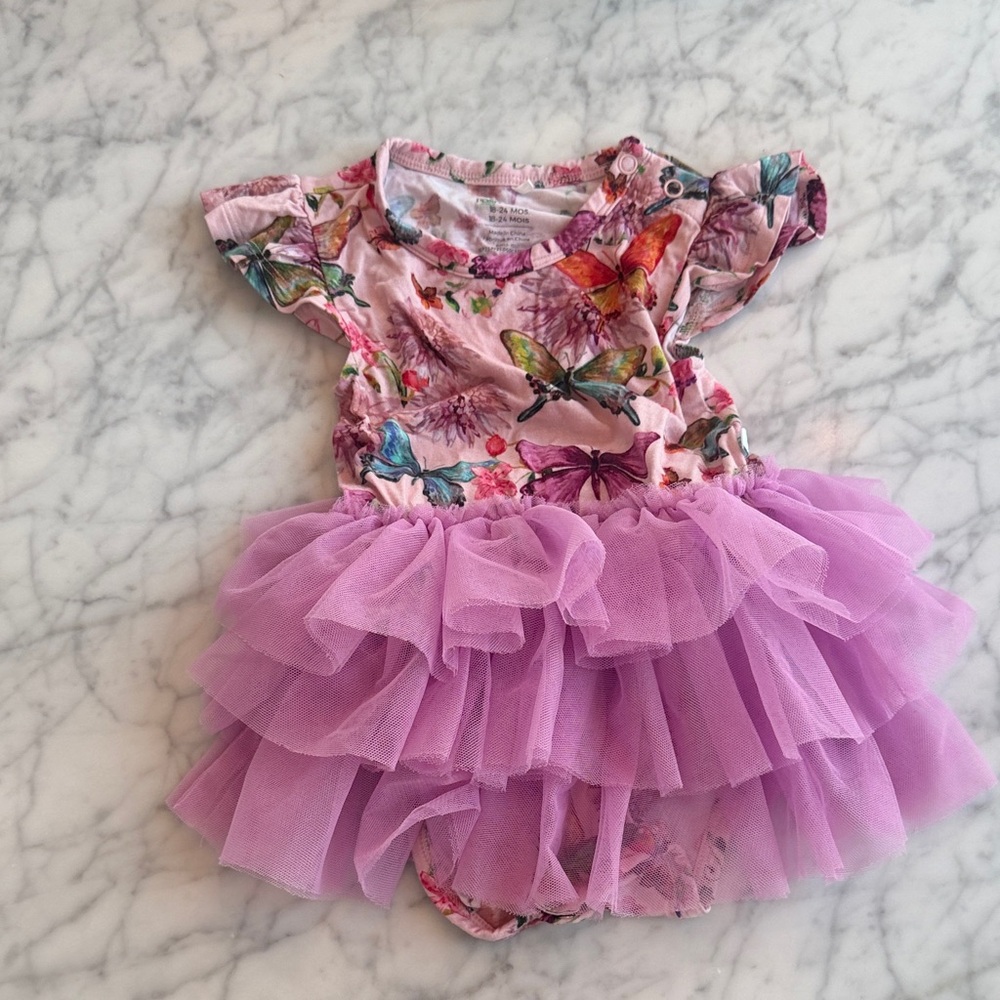 Posh Peanut Butterfly Baby Dress with Purple Tulle